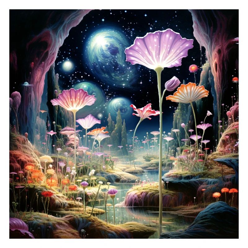 Kosmische Blüten im Sternenwald