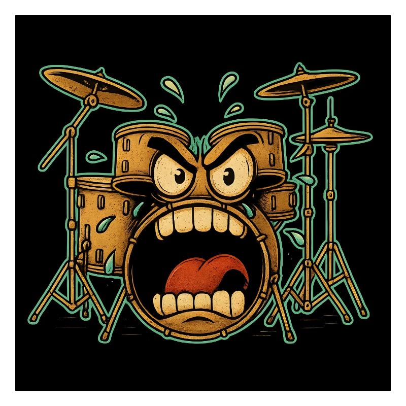 Wütendes Drumset Cartoon