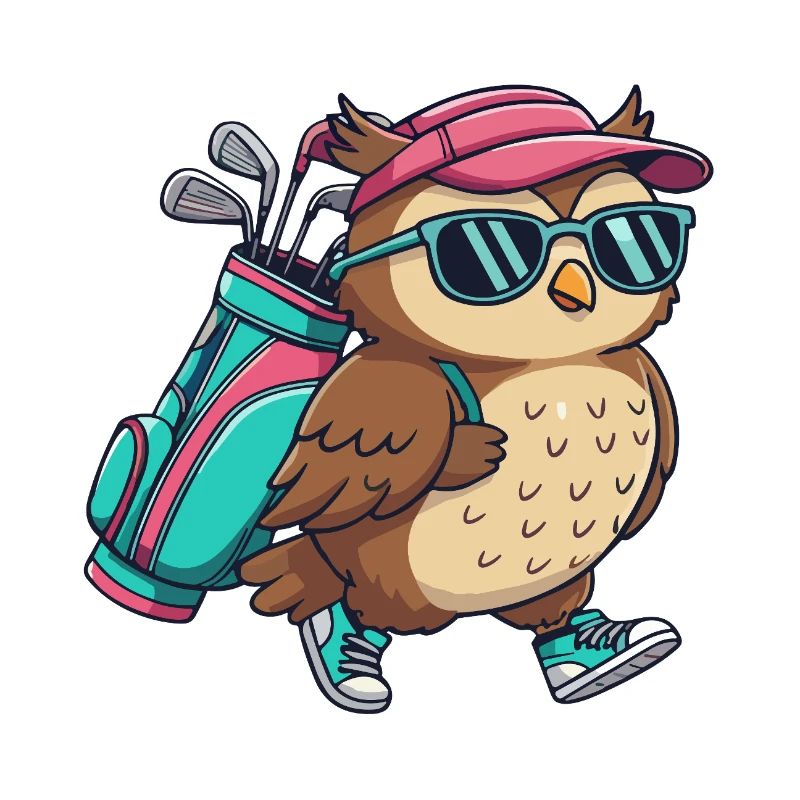 Lustiger Eulen-Golfer Cartoon Cooles Golftier