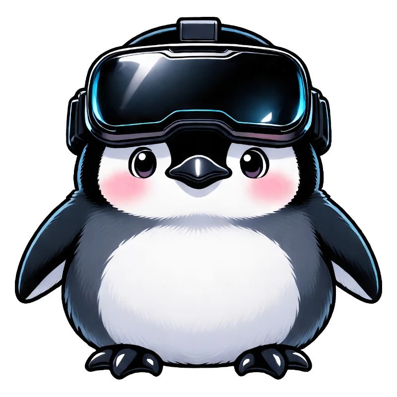 VR penguin with headset