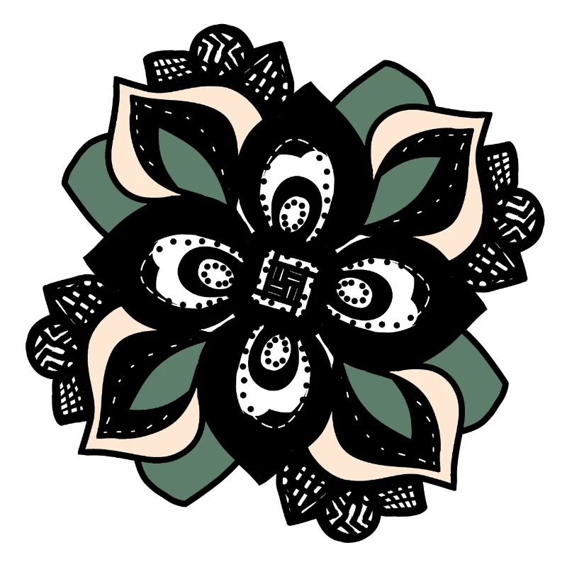 Mandala Fleur Pêche Verte
