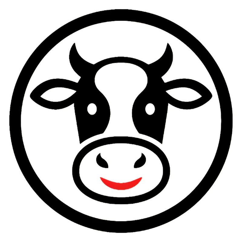 Cow Head Logo Icon Comic Round Vector