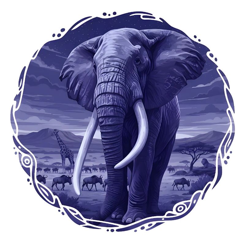 Nächtlicher Elefant in der Savanne