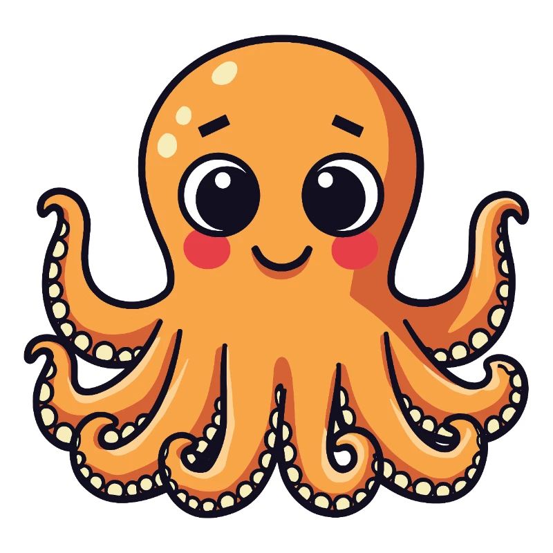 Cute Squid Smiling Octopus Kawaii