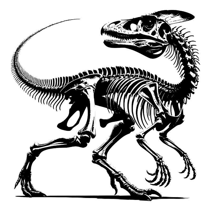 Dinosaurier Raptor mit Rückgrat Knochen