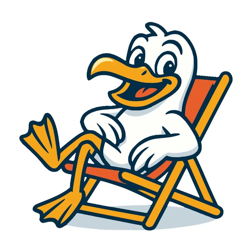 Canard décontracté sur chaise longue