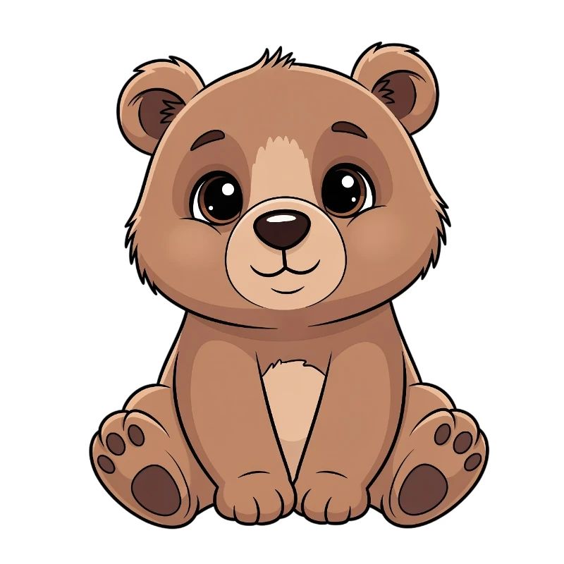 Cuddly Bear Cartoon - Cute Brown