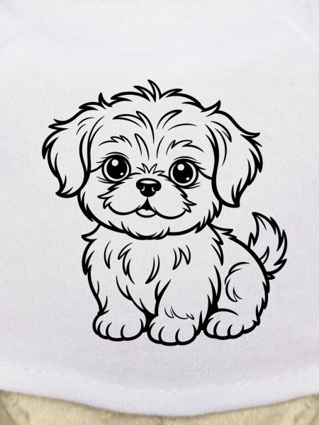 Cuddly Dog Line Drawing