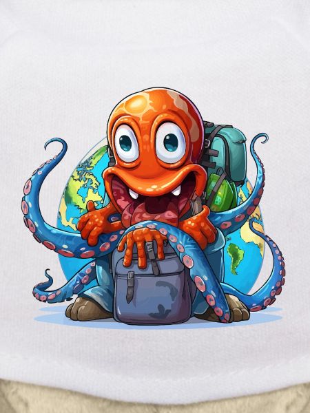 Reise-Oktopus mit Weltkugel