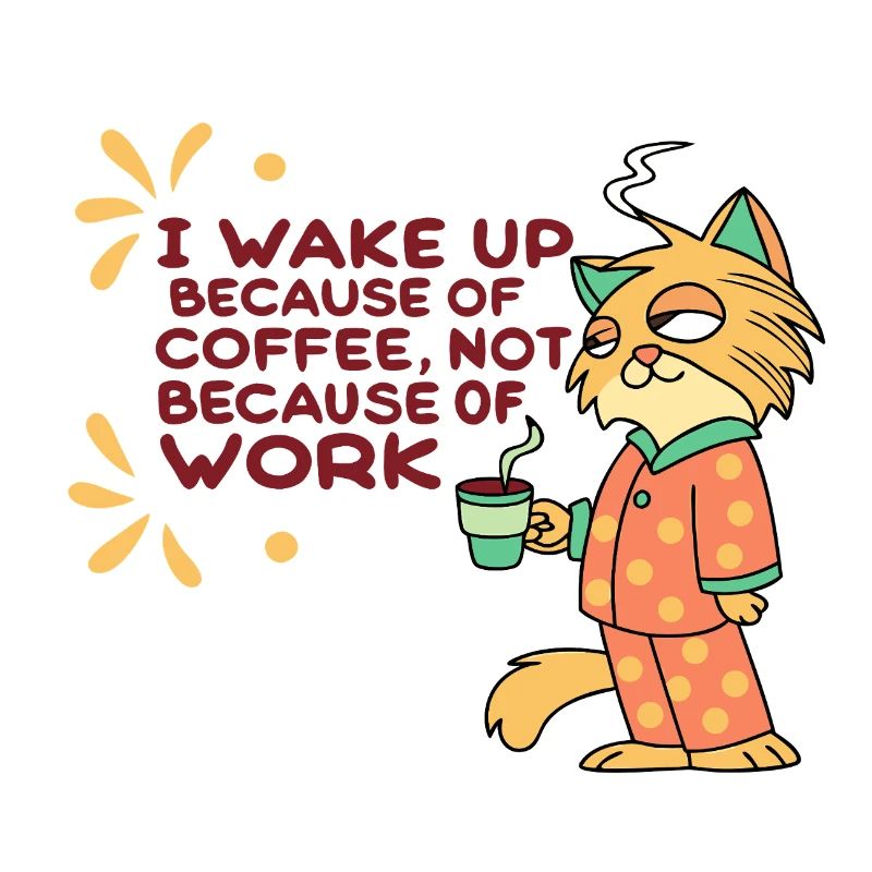 Café drôle de chat avant le travail