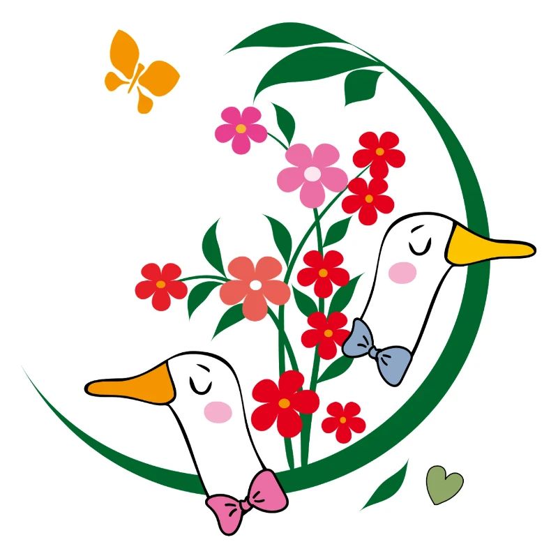 Gänse mit Blüten