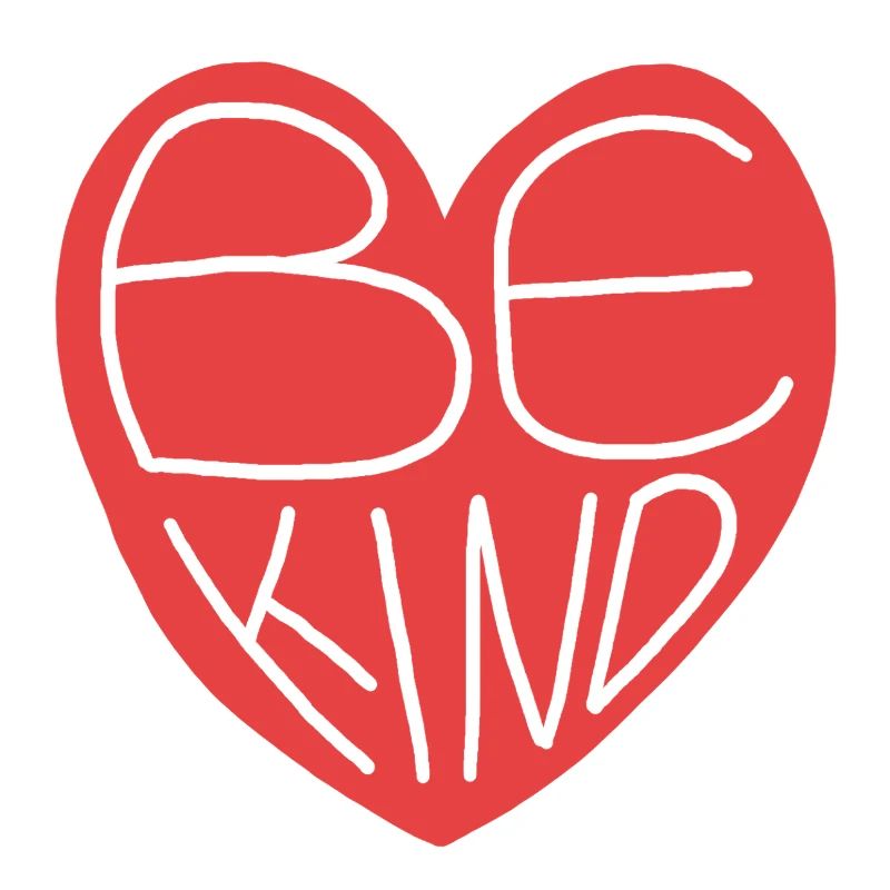 Süßes Be Kind, rotes Herz Handgezeichnetes Design