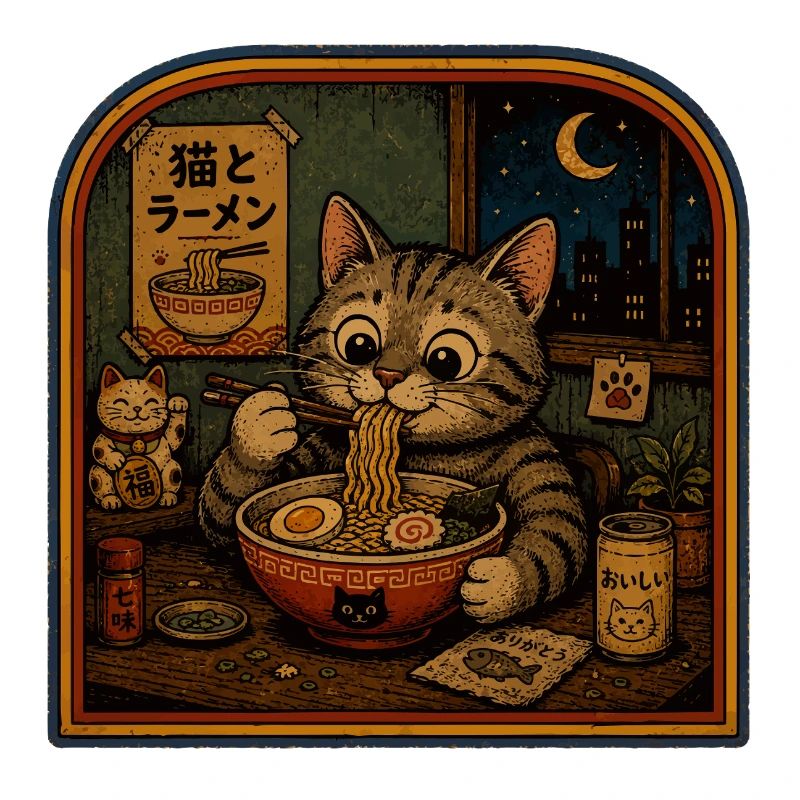 Katze beim Ramenessen