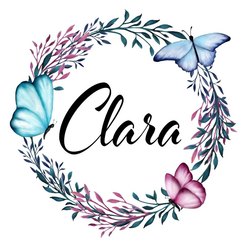 Clara, nom, lettrage, couronne de fleurs, cadeau