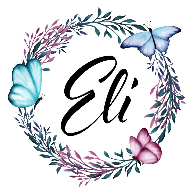 Eli, name, lettering, flower wreath, gift