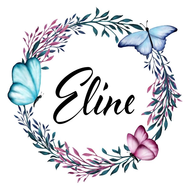 Eline, nom, lettrage, couronne de fleurs, cadeau