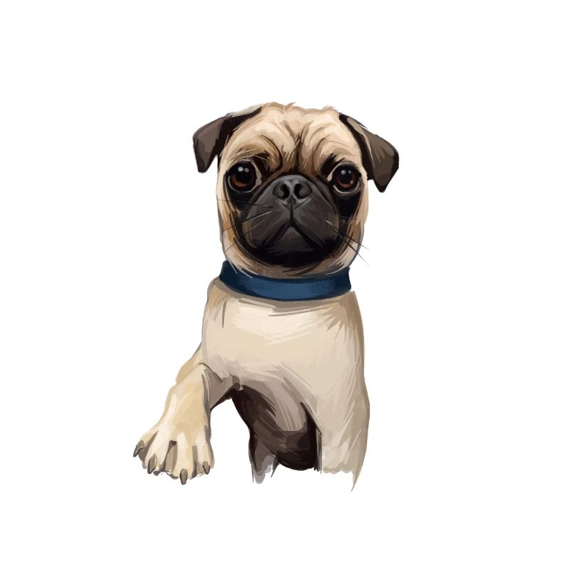 Mops Hund Aquarell Gemälde Illustration