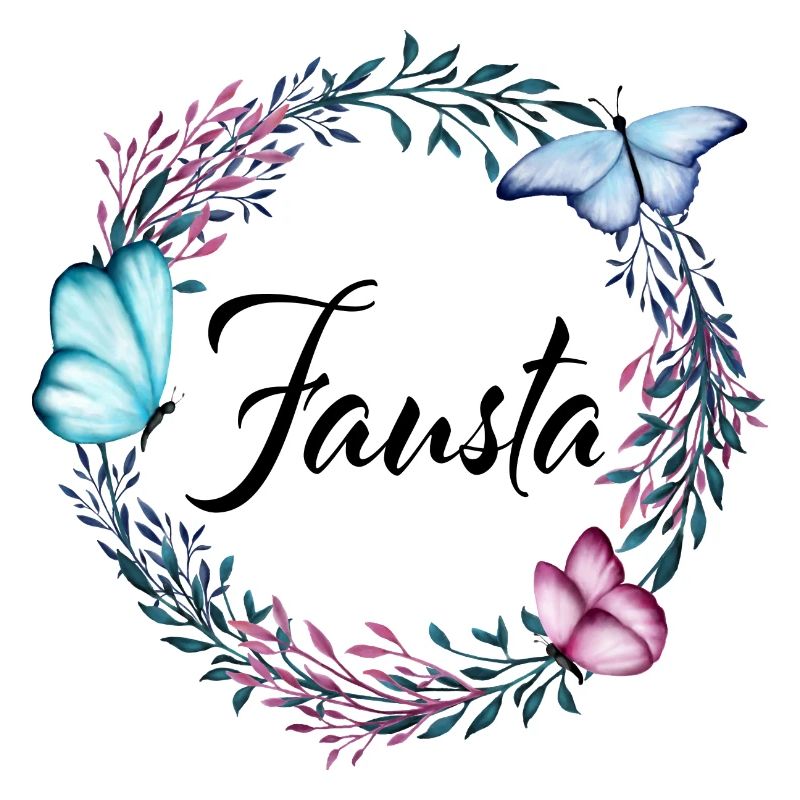 Fausta, nom, lettrage, couronne de fleurs, cadeau