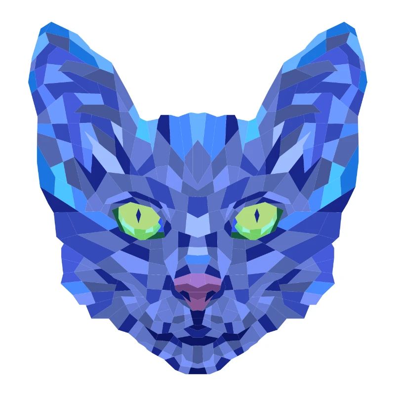 Chat Bleu Polygonal