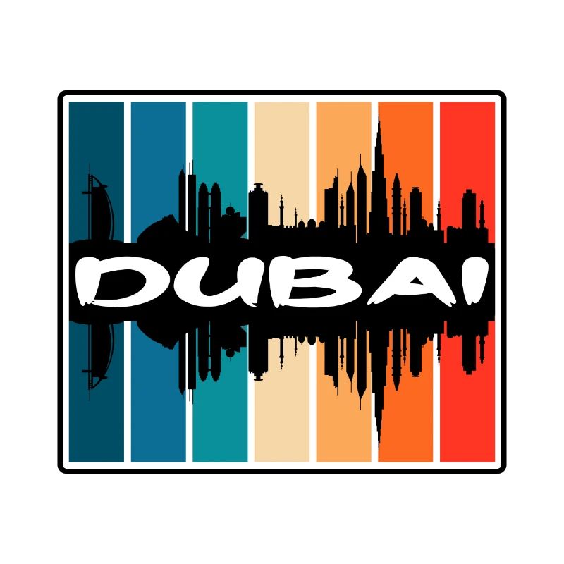Dubaï Eau Skyline Silhouette Souvenir de voyage