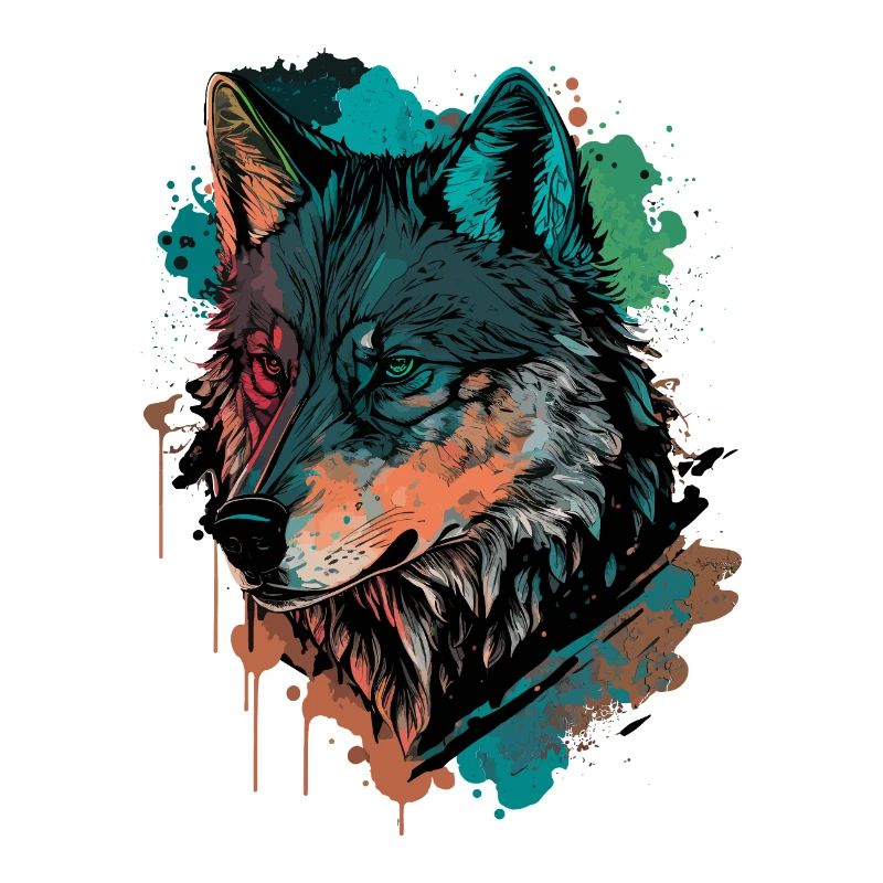 Cooles digitales Gemälde eines Wolfes