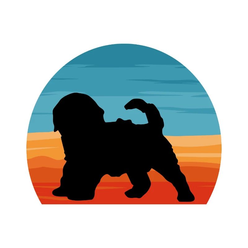 Cockapoo Dog Lover Silhouette Vintage Sunset