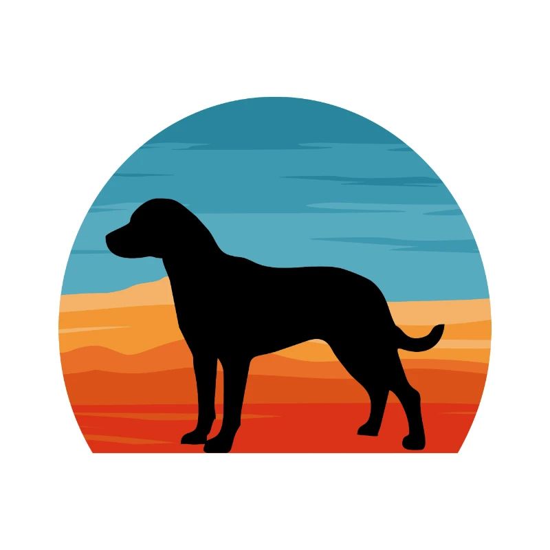 Uruguayan Cimarron Dog Silhouette Retro Sunset
