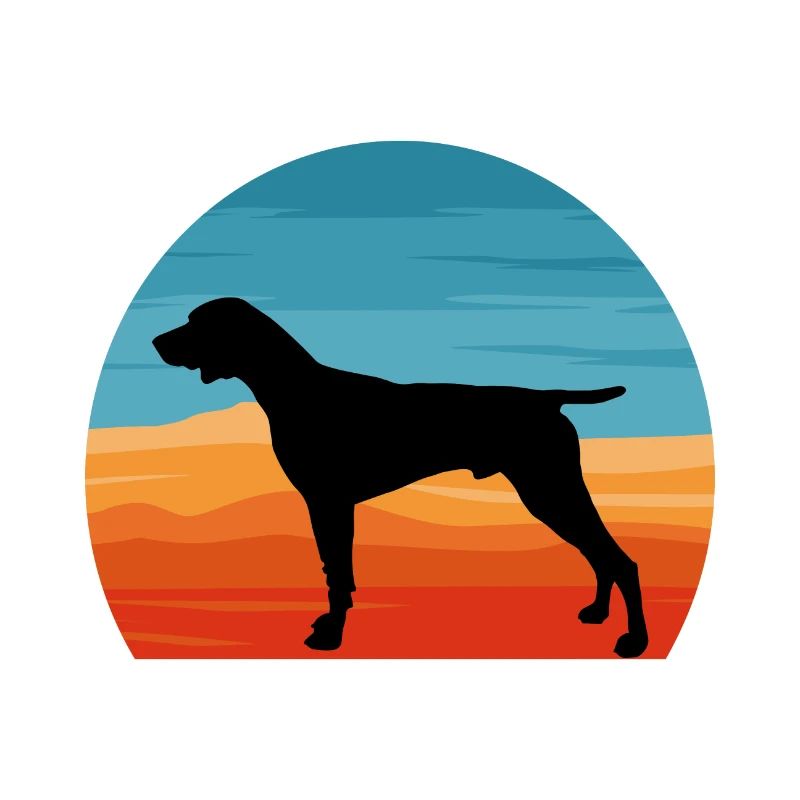 German Shorthaired Pointer Dog Silhouette Retro