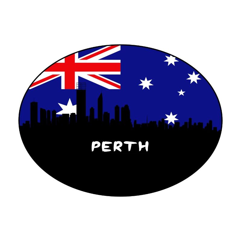 Perth Australie Drapeau Skyline Voyage Silhouette