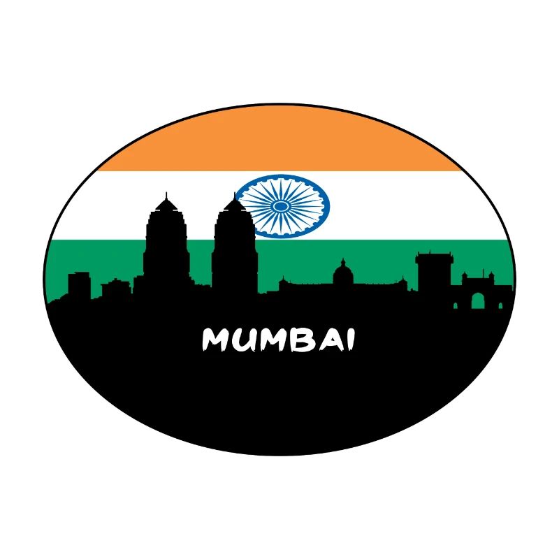 Mumbai Inde Drapeau Skyline Voyage Silhouette