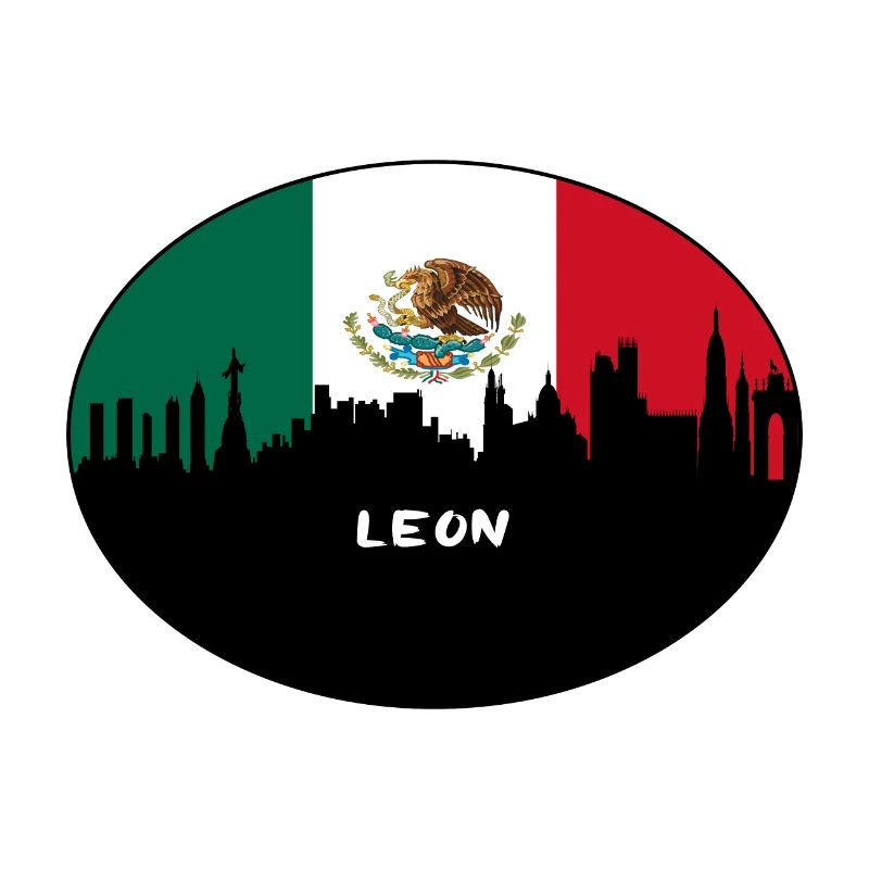 Leon-Mexiko-Flaggen-Skyline-Schattenbild-Reise