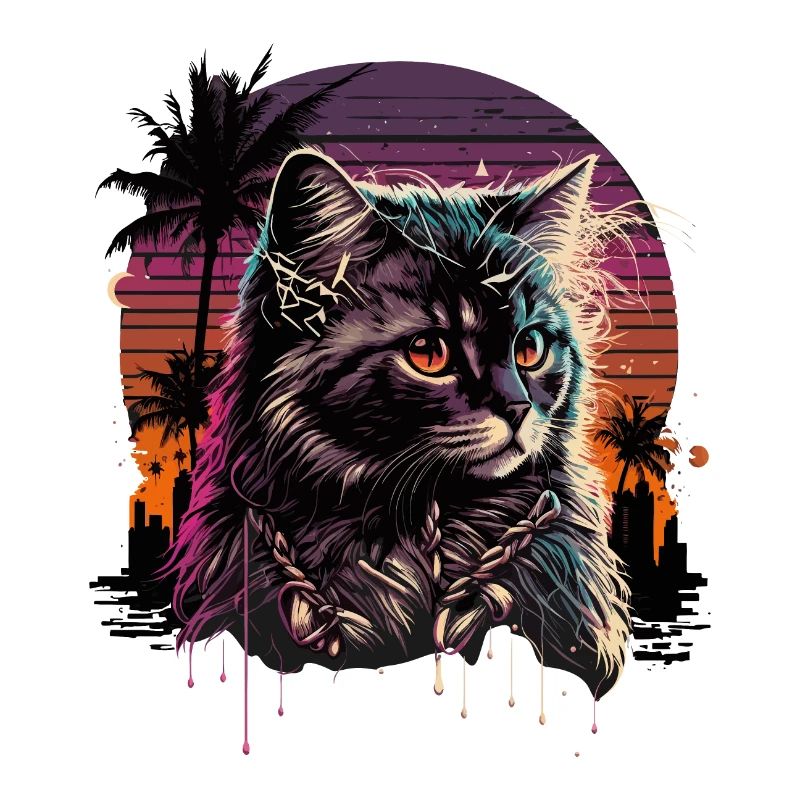 Synthwave Katze