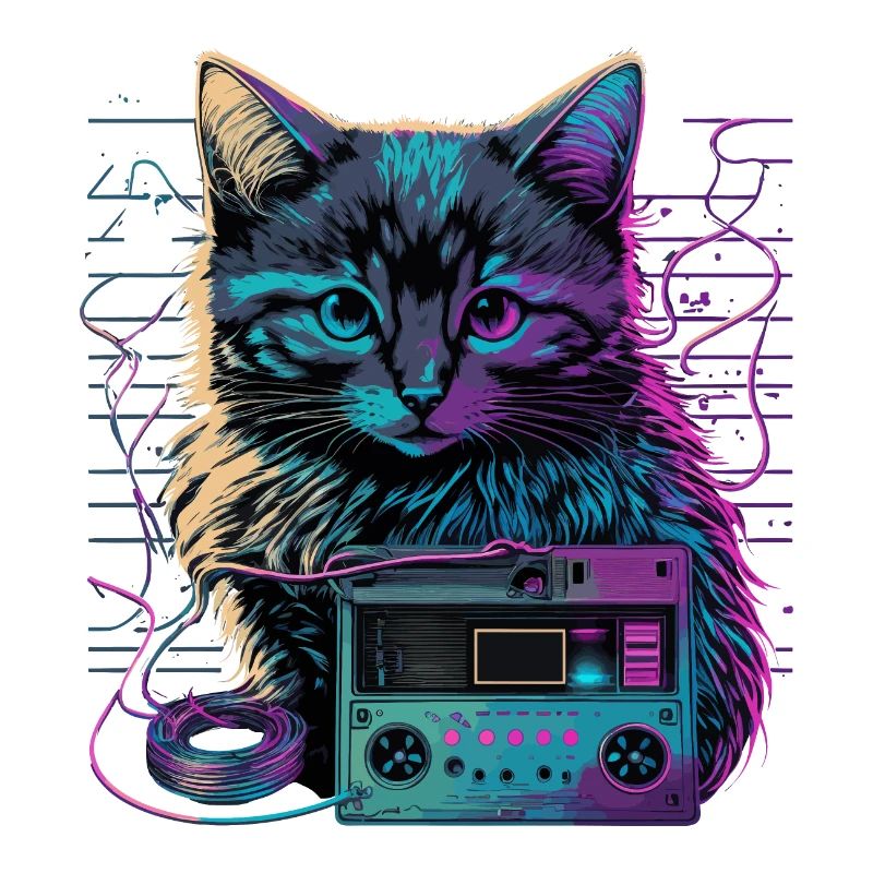 Chat avec cassette