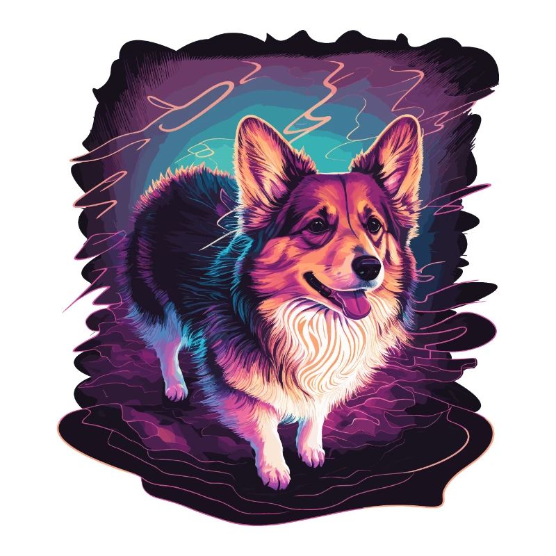 Wave Neon Style Corgi
