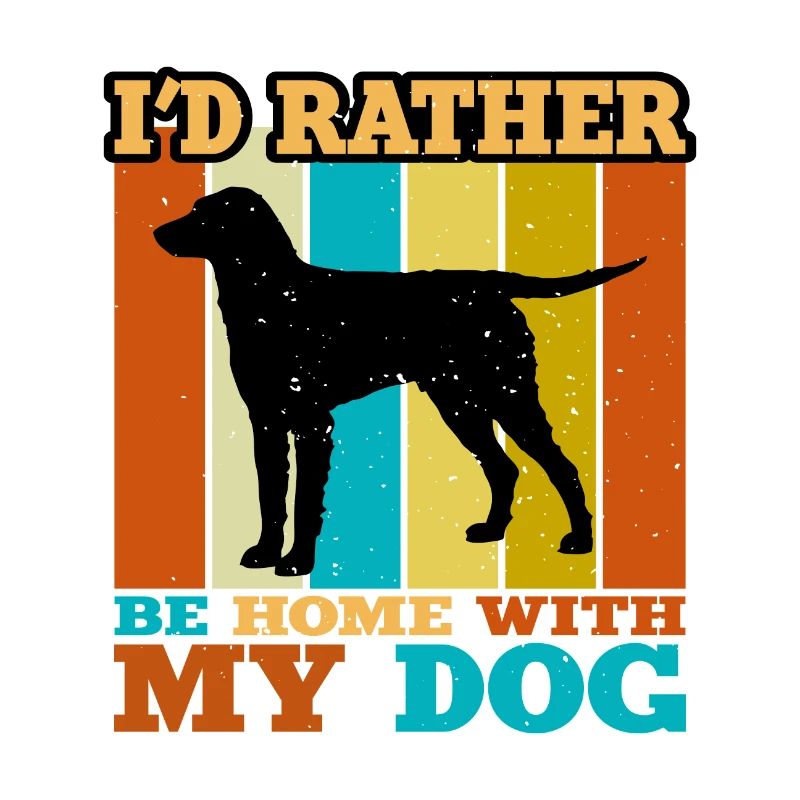 Curly Coated Retriever Hund Silhouette Retro Sunset