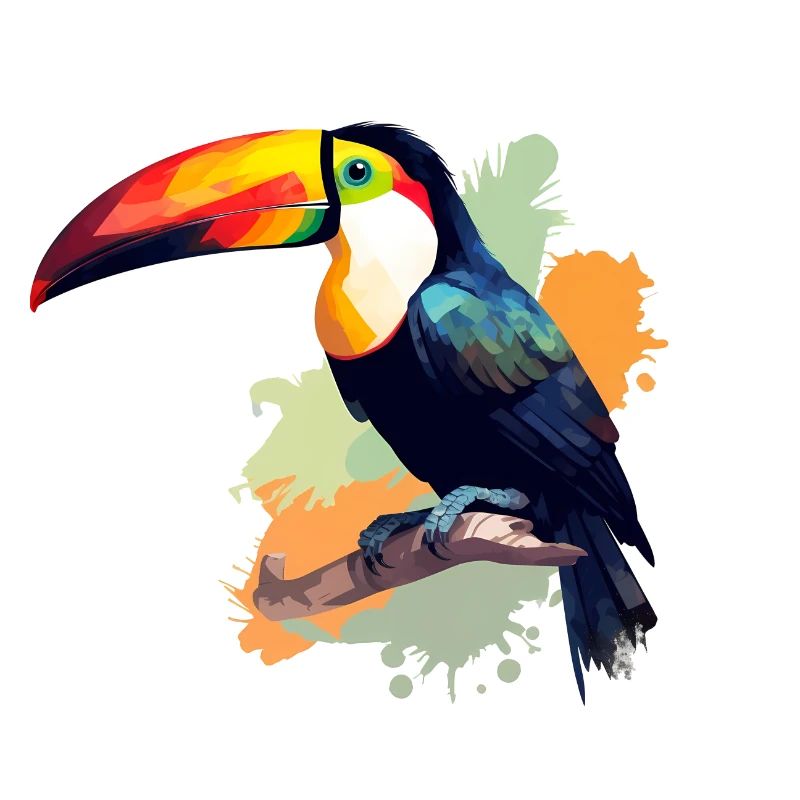 Toucan vert orange éclaboussure de couleur