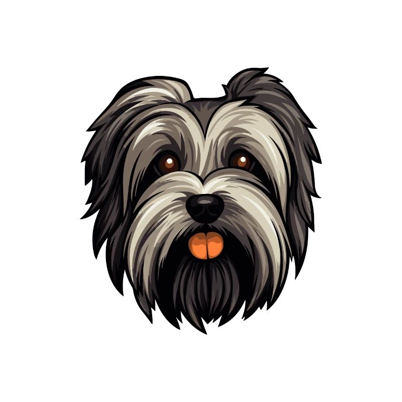 Skye Terrier Dog Breed Cartoon Kawaii Illustration