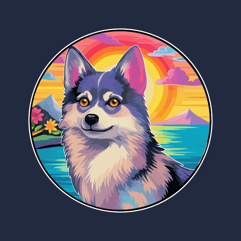 Alaskan Klee Kai Hunderasse Bunte Karikatur Wasserc