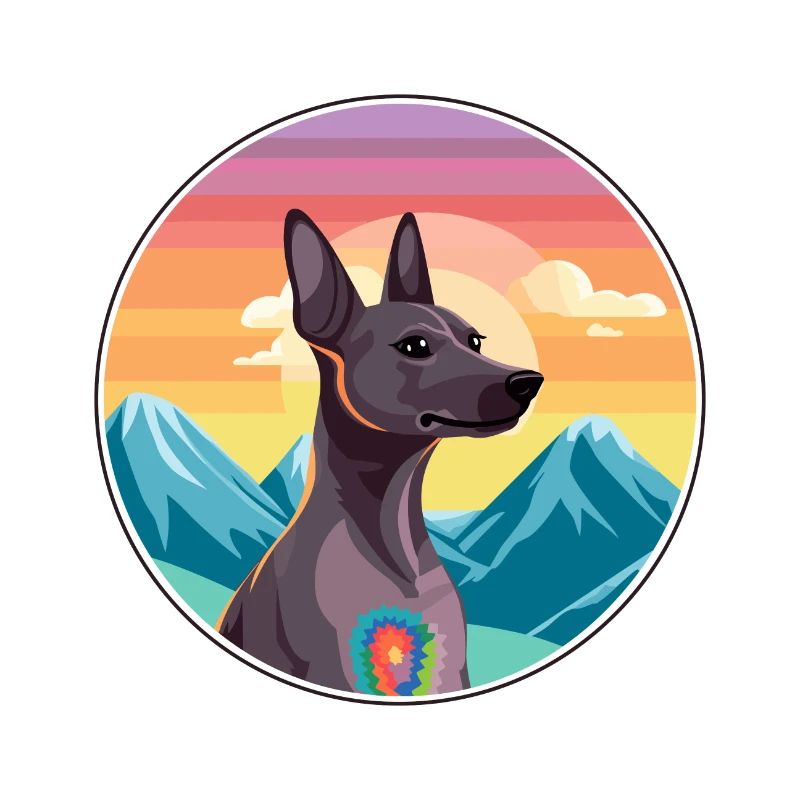 Xoloitzcuintli chien race dessin animé Kawaii aquarelle