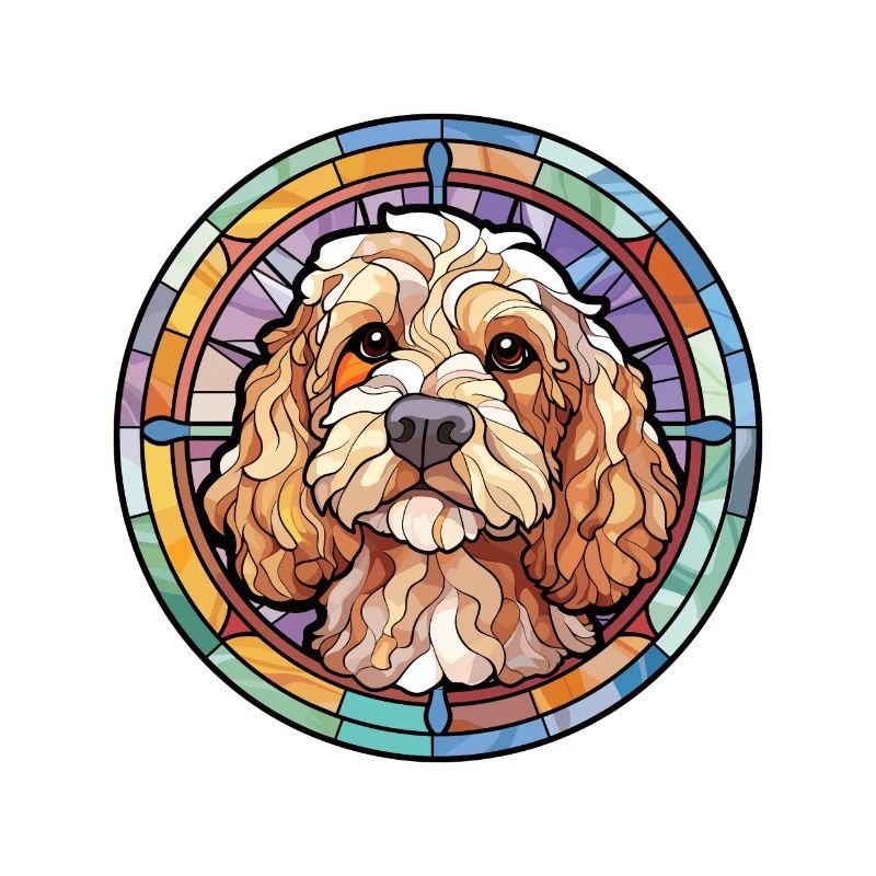 Cockapoo chien race vitrail coloré Watercol