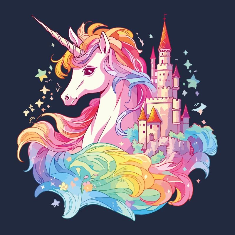 Unicorn, Rainbow, Castle, Multicolorful, Magic, Fantasy