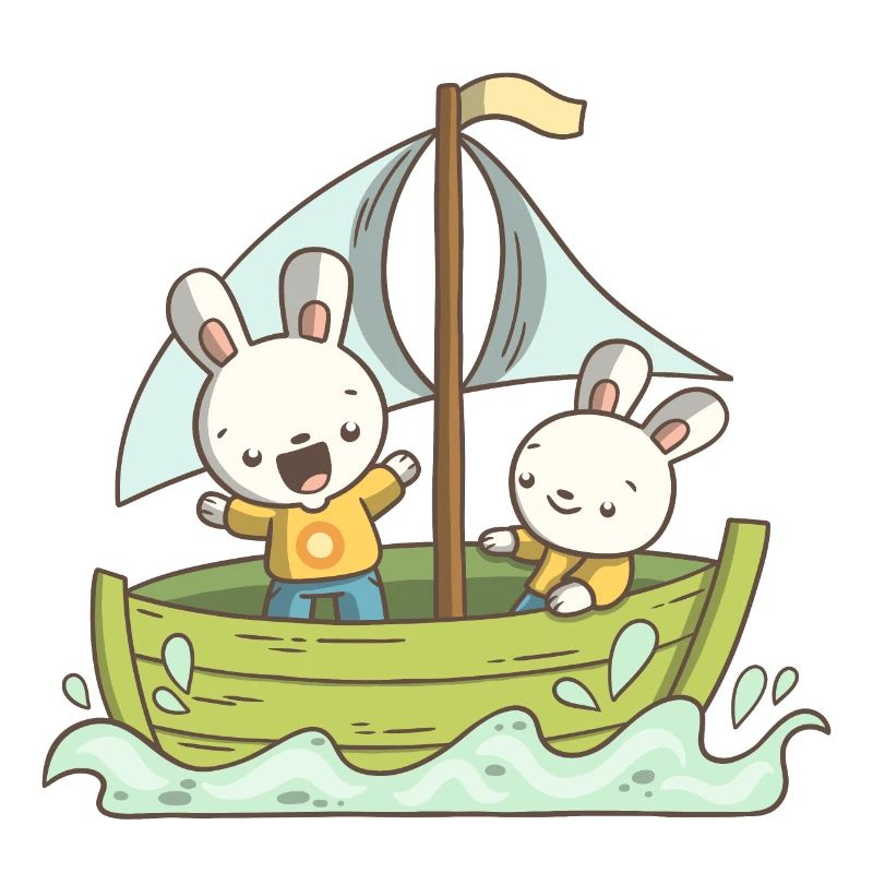 Zwei Hasen auf einem Boot