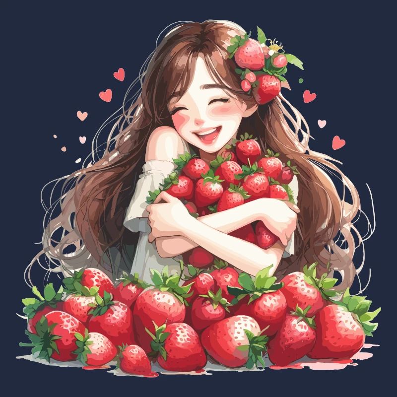 Erdbeermädchen Erdbeeren Geschenk
