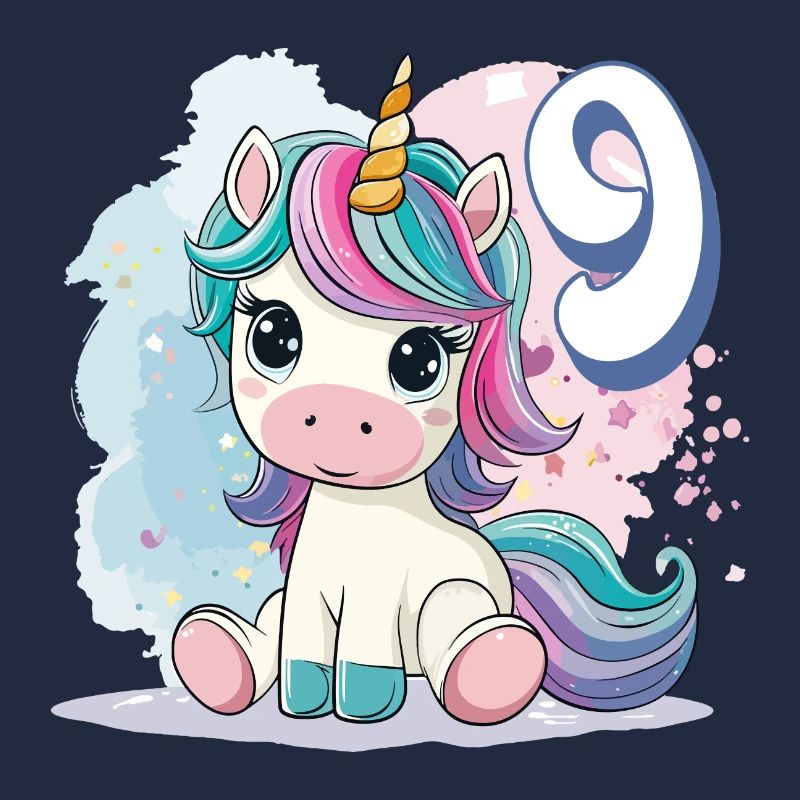 9. Geburtstag Einhorn Regenbogen Süß Niedlich