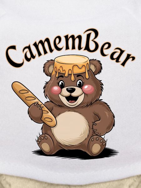 Bear with honey and baguette