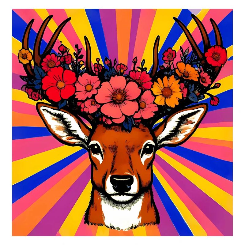 Hirsch mit Blumen