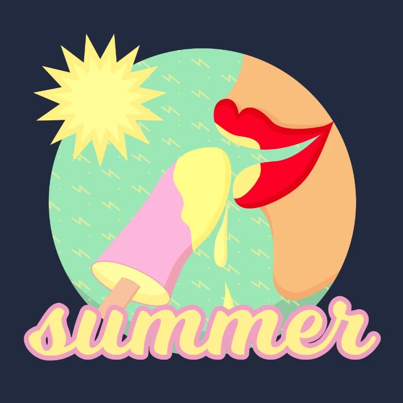 Sommer, Sonne, Eis - rote Lippen essen ein Eis