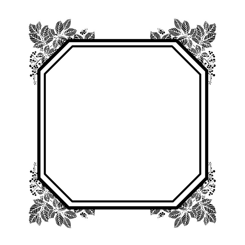 Cool square frame with leaves