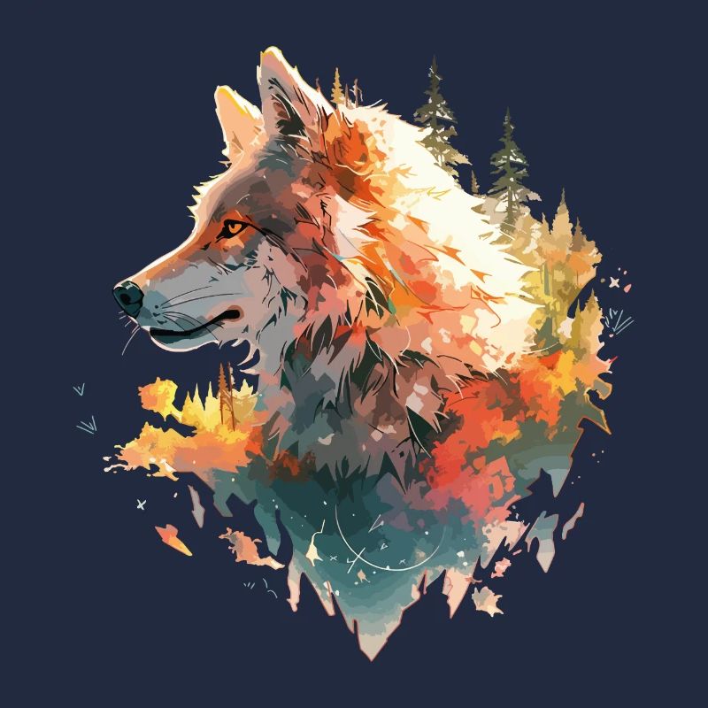 Wolf Wolf’s Head Nature Wilderness Forest Trees Art