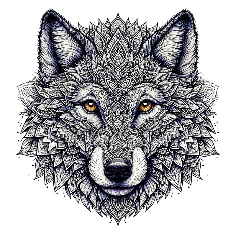 Wolf mit Mandalas verziert